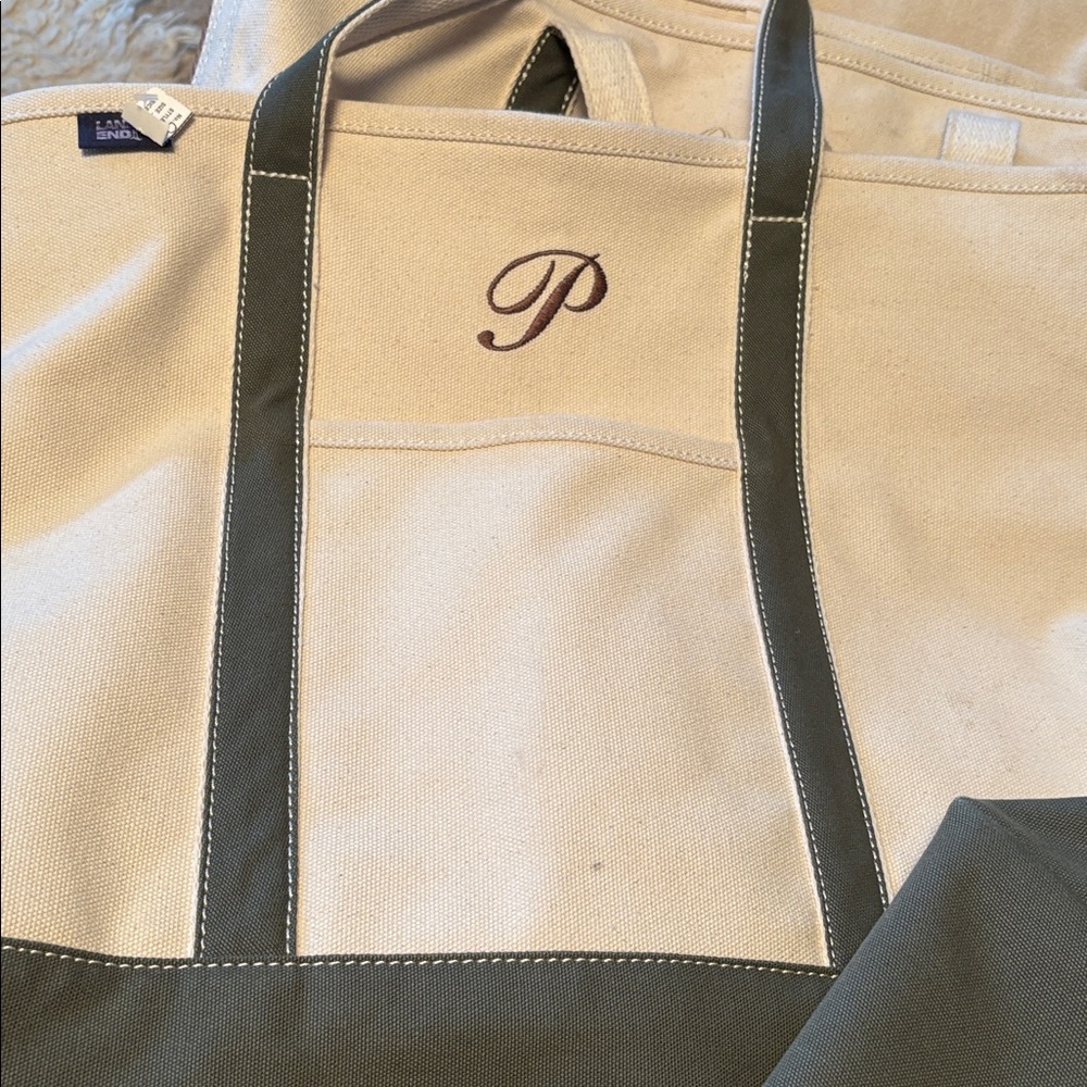 Lands' End Canvas Tote in Cream with Olive Trim - Picture 9 of 9